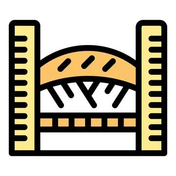Bridge construction icon showing building process with rulers Ilustración de archivo
