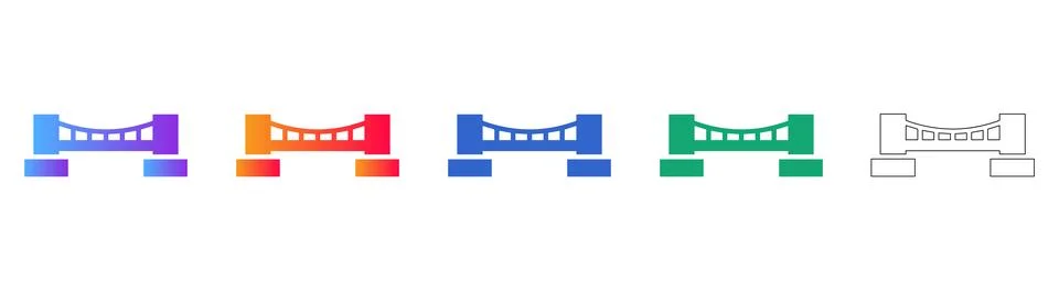 Bridge Construction Icons in Gradient and Outline Variations Stock Illustration