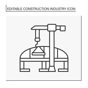 Bridge construction line icon Stock Illustration