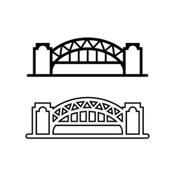 Bridge of construction line in trendy flat style isolated on white background Иллюстрация