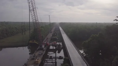Bridge Construction Replacement fly by 4K 스톡 동영상 110925104