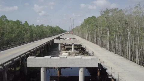 Bridge Construction Replacement fly by 4K Video stock 110940137