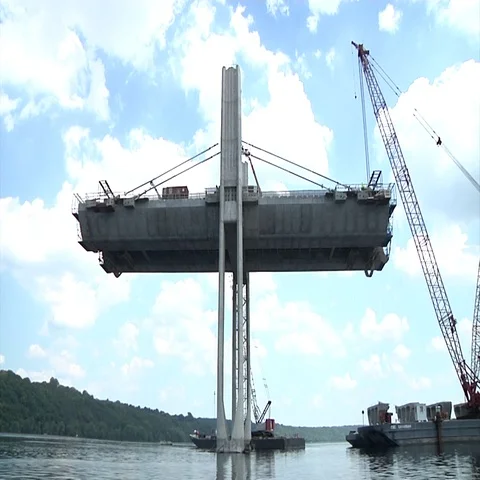 Bridge Construction Tracking Shot Stock-Footage 69293477