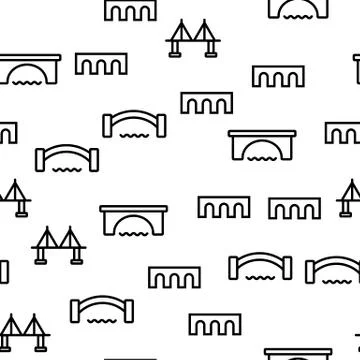 Bridge Construction Vector Seamless Pattern Stock Illustration