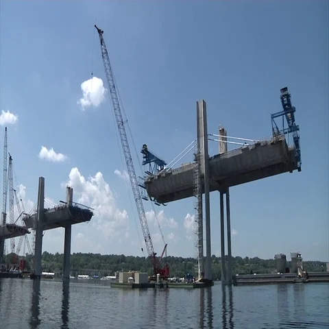Bridge Construction Wide Pan Stock-Footage 69295055