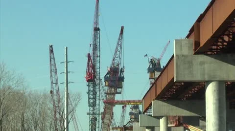 Bridge Construction Zoomout Stockbeeldmateriaal 10595392