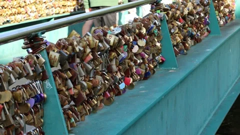 Bridge covered in Lovelocks Stock Footage 143380872