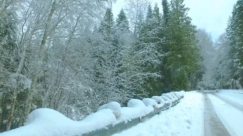 Bridge covered with snow Stock Footage 72167427
