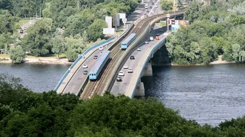 Bridge to cross the River in Kiev Video stock 38602246