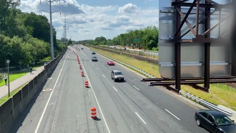 A bridge crosses over I-66 in Arlington Stock Footage 141283068