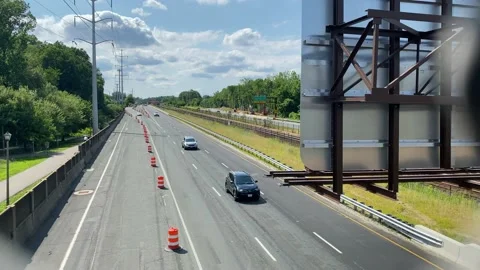 A bridge crosses over I-66 in Arlington Stock Footage 141283306