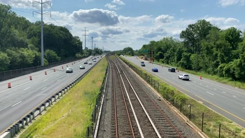 A bridge crosses over I-66 in Arlington Stock Footage 141287195