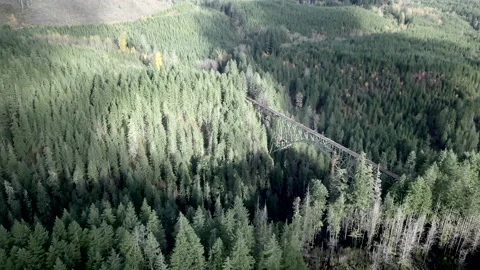 Bridge that crosses the river between two parts of the mountain Video stock 223365632