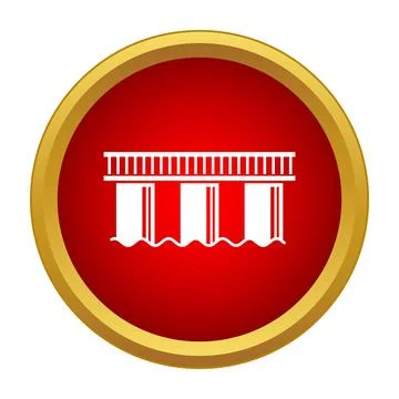 Bridge crossing river icon over red circle background Ilustración de archivo
