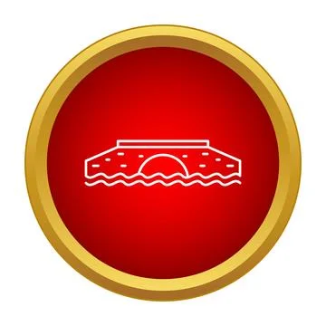 Bridge crossing river line icon in red circle Ilustração Stock