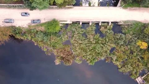 Bridge dam from a height Stock Footage 162422401