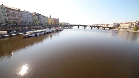 A bridge in a daylight. View from a boat Stock Footage 110913129