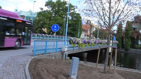 Bridge decorated with flowers Stock Footage 27525925