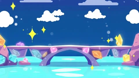 Bridge design Stone cartoon animation: Crystal Designed Stones Cartoon With a S Stock Footage 306505403