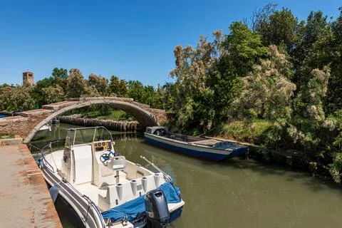 Bridge of the Devil and small Canal in Torcello Island - Venice Italy Stock Photos