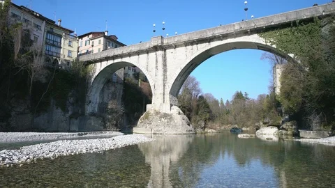 Bridge of the Devil in the Cividale del Friuli, Udine, Italy, Europe. Stock Footage 112102584