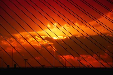 Bridge in Dusk Cloudscape Stock Photos