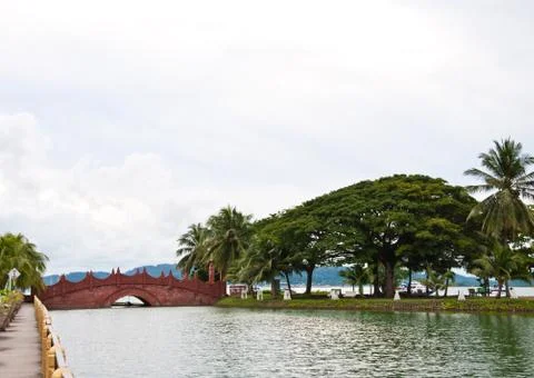 The bridge to the eagle square in langawi Stock Photos
