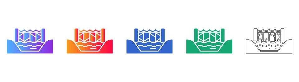 Bridge Engineering and Construction Icons 스톡 일러스트