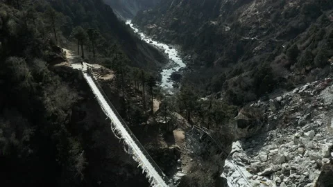 Bridge in Everest Trek in winter Video stock 150492796