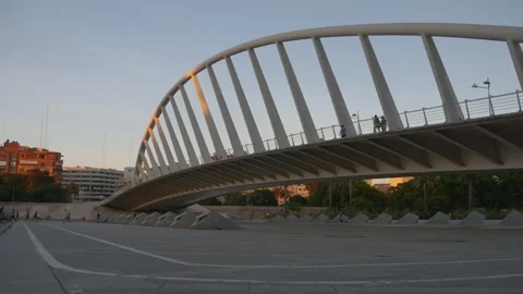 Bridge of the Exhibition, in Valencia, Spain Stock Footage 145552609