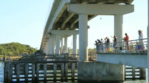 Bridge Fishing Stock Footage 610488