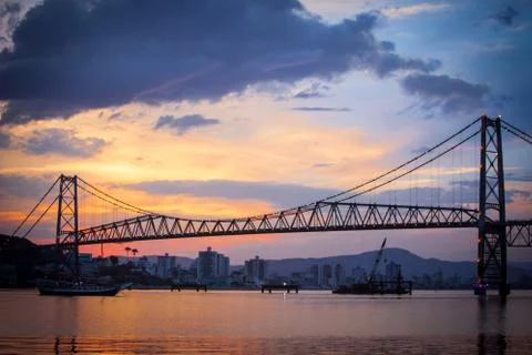 Bridge in florianopolis at sunset Stock Photos