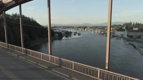 Bridge Fly Through Over Waterfront in La Conner WA 動画素材 251845482