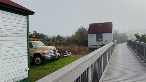 Bridge in the fog Stock Footage 142965495