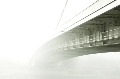 Bridge at fog Stock Photos