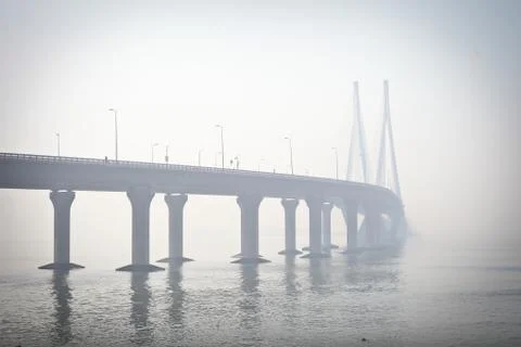 Bridge in the fog Stock Photos