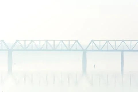 Bridge in the fog Stock Photos