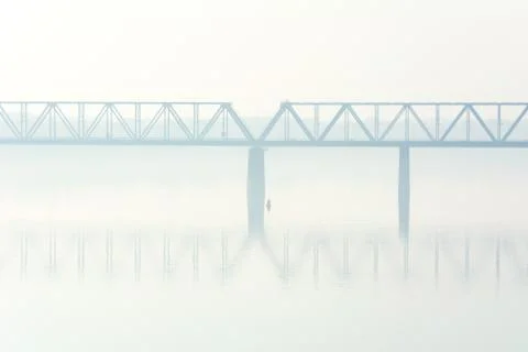 Bridge in the fog Stock Photos