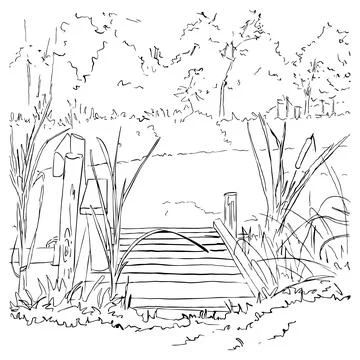 A bridge in the forest Stock Illustration