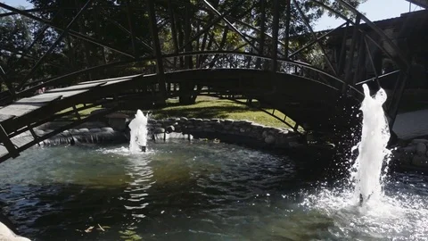 Bridge with fountains Stock Footage 96000309