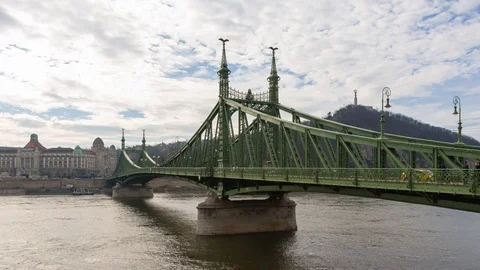 The Bridge of Freedom over the Dunabe river in Budapest Stock Footage 73137422