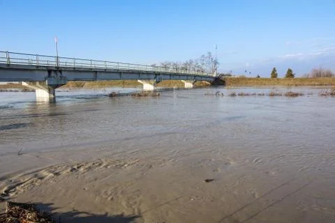 Bridge with full river . River is full . Bridge to cross the river that is Stock Photos