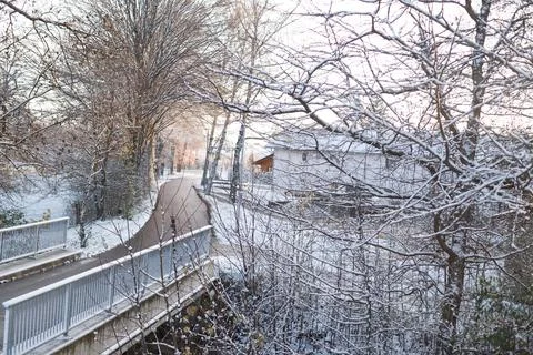 Bridge in German in winter Stock Photos