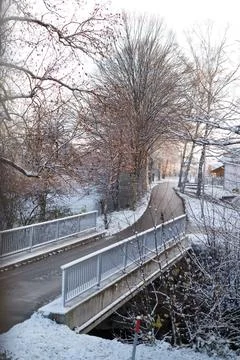 Bridge in German in winter Stock Photos