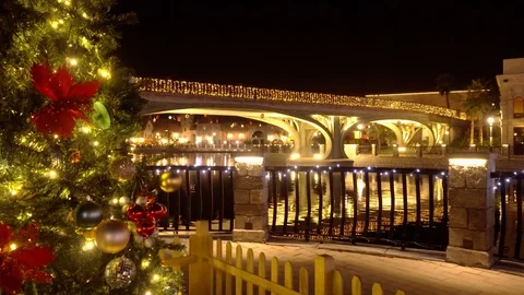 The bridge glows with golden lights at night Stock Footage 101485889