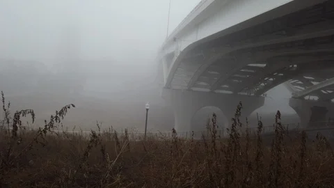 Bridge going into fog Stock Footage 104623262