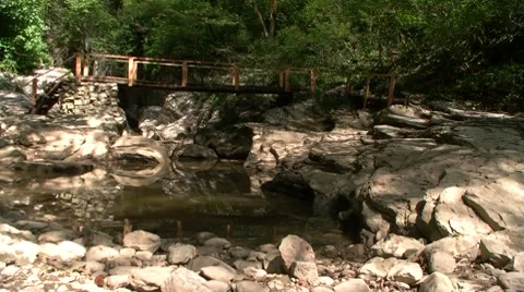 Bridge in the gorge Stock Footage