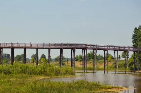 Bridge with Grass Underneath Stock Photos