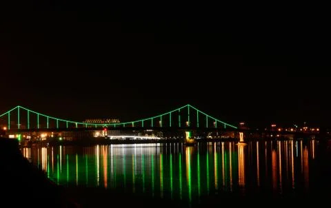 The bridge with green backlight Stock Photos