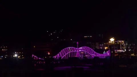 Bridge of Haridwar in Night Lights Stock Footage 326288889